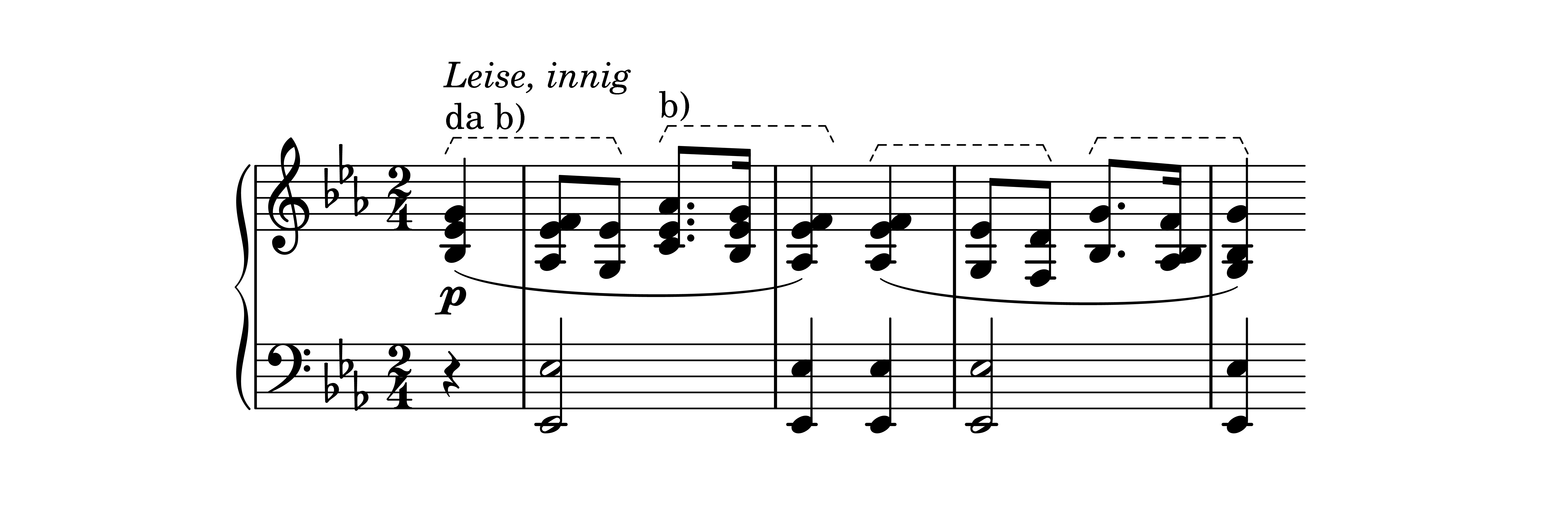 Es. 8: Robert Schumann, Tema in mi bemolle, bb.
                    1-4<