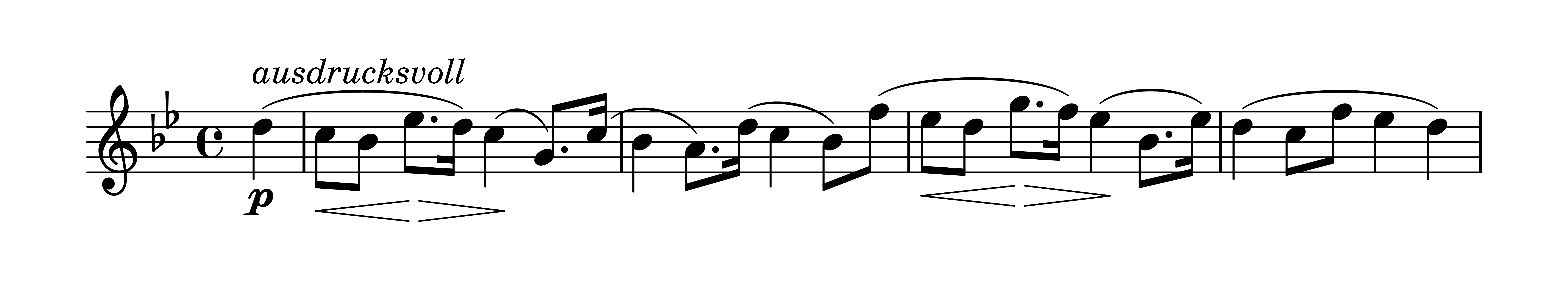 Es. 11: Robert Schumann, Concerto per violino e
                orchestra in re minore WoO 23, II mov., bb. 5-8 (violino)